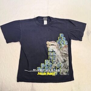 VTG Jurassic Park III Slashmaster T-Shirt Youth Small Black Dinosaur Graphic Tee